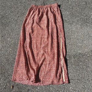 Geometric Patterned Red and White Maxi Skirt